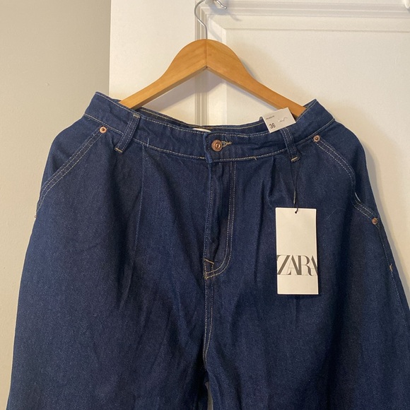 NWT ZARA HIGH-WAISTED PALAZZO JEANS Z1975 BLUE - Picture 6 of 6